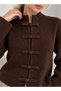 Women's Judge Collar Chinese Buttoned Wide Cut Cardigan 8763 - 3