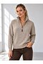 Women's Half Zipper High Collar Knitwear Sweater 8765 - 2