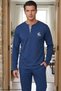 Blue Embroidered Pocketed Buttoned Cotton Lycra Knitted Pajama Set 26241804-3