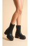 Leather Look Side Zipper High Thick Heeled Winter Women's Short Boots Bootie