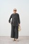 Women's Grass Detail Zippered Adjustable Waist Tencel Suit Anthracite