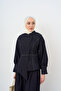 Women's Double Button Closure Striped Patterned Denim Suit Navy Blue - 3