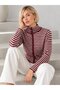 Women's Horizontal Striped Buttoned Stand Collar Casual Daily Knitwear Cardigan 8759 - 2