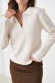 Women's Ribbed Polo Collar Sweater with Zipper Detail, Soft Textured 12356 - 8