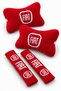 Fiat Embroidered Red Fleece Car Neck Pillow and Seat Belt Pad Set of 4 – 2 Pillows + 2 Pads