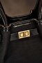 Suede Women's Shoulder and Hand Bag with Belt Detail - 3