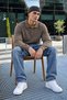 Men's Polo Collar Long Sleeve Brown Knit Sweater - 3