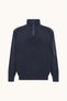 Men's Regular Fit Extra Soft Cotton Half Zipper Sleeve Pocket Detailed Long Sleeve Navy Blue Sweats