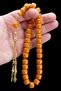 Men's Gift Yellow Crimped Amber Prayer Beads - Tassel Dry Crimped Prayer Beads with Countersunk Hole System (10.5X12.5 mm)