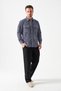 Men's Anthracite Long Sleeve Velvet Shirt with Double Pocket Flaps
