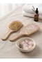 Bamboo Wood Scalp Massage Comb Pink Quartz Stone Patterned Hair Brush 20X6.5 cm - 6