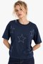 Star Printed Crop T-Shirt with Foil and Stone Detail