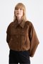 Flower Embroidered Elastic Waist Suede Coat 10752 - 2