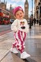 Mrs Teddy Printed Sweatshirt, Striped Pants, Printed Socks and Beanie Baby Girl and Child 4-Piece Set - 3