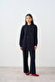 Women's Hooded Stitching Detail Tracksuit Set Navy Blue