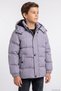 Printed Hooded Plush Lined Boy's Coat - 26K 1055