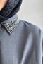 Collar Stone Embellished Oversize Shirt - Gray - 2