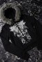 Black Fur Wings Motif Gothic Y2K Crop Cardigan - 2