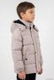 Printed Hooded Plush Lined Boy's Coat - 26K 1055