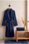 Şalyaka Unisex Luxury Bathrobe, Size S/M, 420 Gsm, 12/1 Ring Compact Combed Cotton Yarn, Wave Pattern
