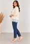 Plus Size Tulle Detailed Knitwear Cardigan Ecru - 4