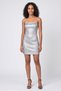 Women Metallic Mini Dress, Silver - 2