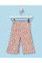 Infant Girls Pink Printed Wide-Leg Waffle Pants - 4