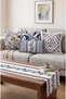 Blues Modern Digital Printed 4 Throw Pillow Covers 1 Runner 5-Piece Set. Living Room Set Double-Sided Throw Pillow Cover.