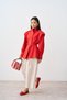 Women's Shoulder Epaulettes Hidden Button Jacket Red - 5