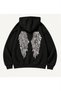 Sequin Embroidered Angel Wings Trendy Streetwear Black Cardigan with Zipper/ Streetwear Y2K - 3