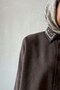 Collar Stone Embellished Oversize Shirt - Brown - 2