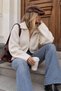 Elia Knitwear Zippered Cardigan – Women's Polo Collar Long Sleeve Fit-Cut Zippered Sweater