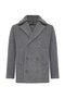 Men's Gray Detachable Collar Double-Breasted Cashmere Jacket - 6