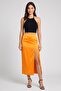 Women Solid Maxi Skirt, Orange - 2