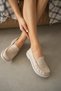 Livo Thick and Flat Sole Classic Women's Shoes - Beige Patent Leather - 3