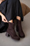 Povin Thick and High Heel Women's Boots - Brown Suede - 5