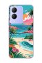 Vivo Y17S Compatible Tropical Beach Palm Printed Transparent Phone Case