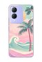 Vivo Y17S Compatible Pastel Palm Tree Wave Printed Transparent Phone Case