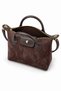 Brown Suede Shk135 Faux Leather, Single Compartment, Double Strap Hand, Arm and Cross Shoulder Bag - 5