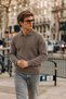 Men's Polo Neck Brown Knit Sweater - 2