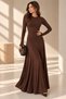 Women's Sandy Fabric Finger-Hole Long Sleeve Maxi Dress Cty-Çtn-9757