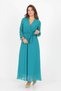 Women's Double Breasted Collar Tie Detailed New Season Long Chiffon Dress Kts003 - 4