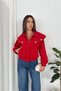 Women's Red Metal Button Detailed Zippered Short Bomber Jacket Nbk5041 - 3