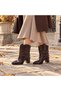 Women's Ankle-Length Boots with Metal Accessories and Block Heels - 6