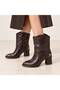 Women's Ankle-Length Boots with Metal Accessories and Block Heels - 4