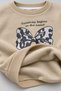Girl's Bow Patterned 2 Threaded Threaded Top and Bottom Winter 2-Piece Tracksuit Set M00878 Beige - 4