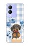 Vivo Y17S Compatible Sausage Dog Blue Plaid Printed Transparent Phone Case