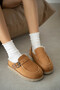 Delsa Adjustable Buckle Detailed Women's Slippers with Fur Inside - Taba Suede - 2