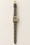 Snooc Women's Wristwatch Gold Cornered Case Gray Crocodile Patterned Strap Roman Numerals Stylish Watch - 3