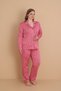 Mirano 9852 Long Sleeve Şardonlu Soft Winter Buttoned Plus Size Women's Pajama Set - 4